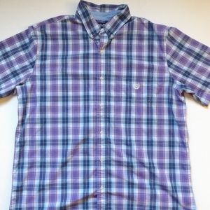 Chaps Purple, Blue and White Plaid Shirt